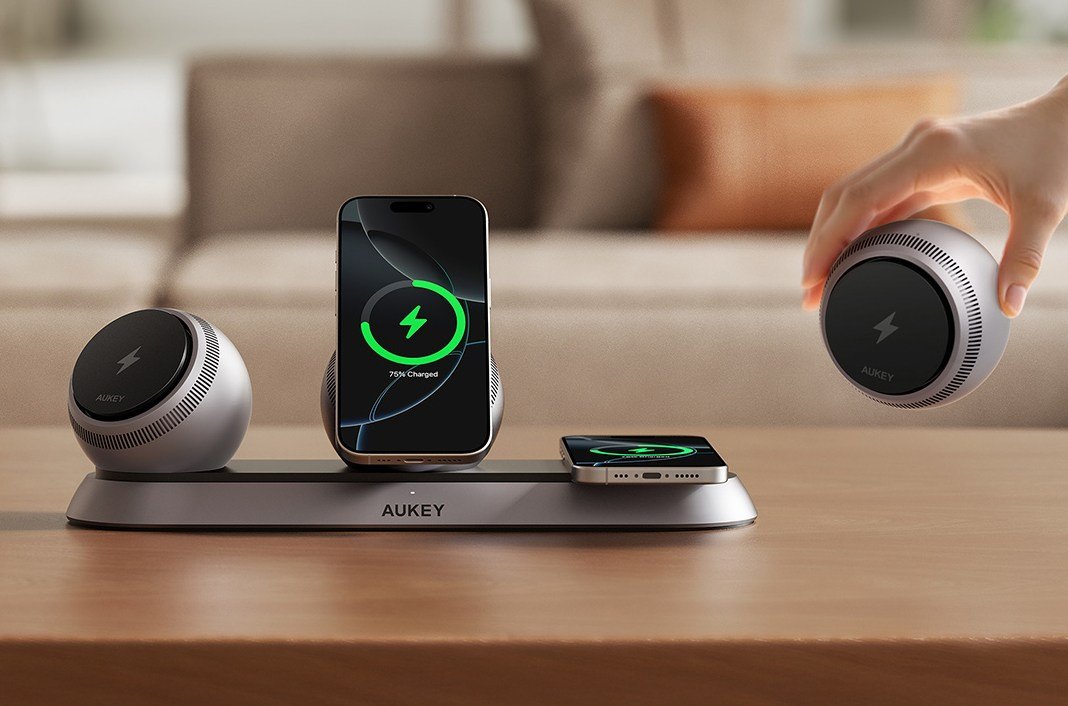 Aukey Apresenta MagFusion Ark: Carregador Sem Fio Modular Qi2.2 com Esferas Removíveis - Imagem do artigo original
